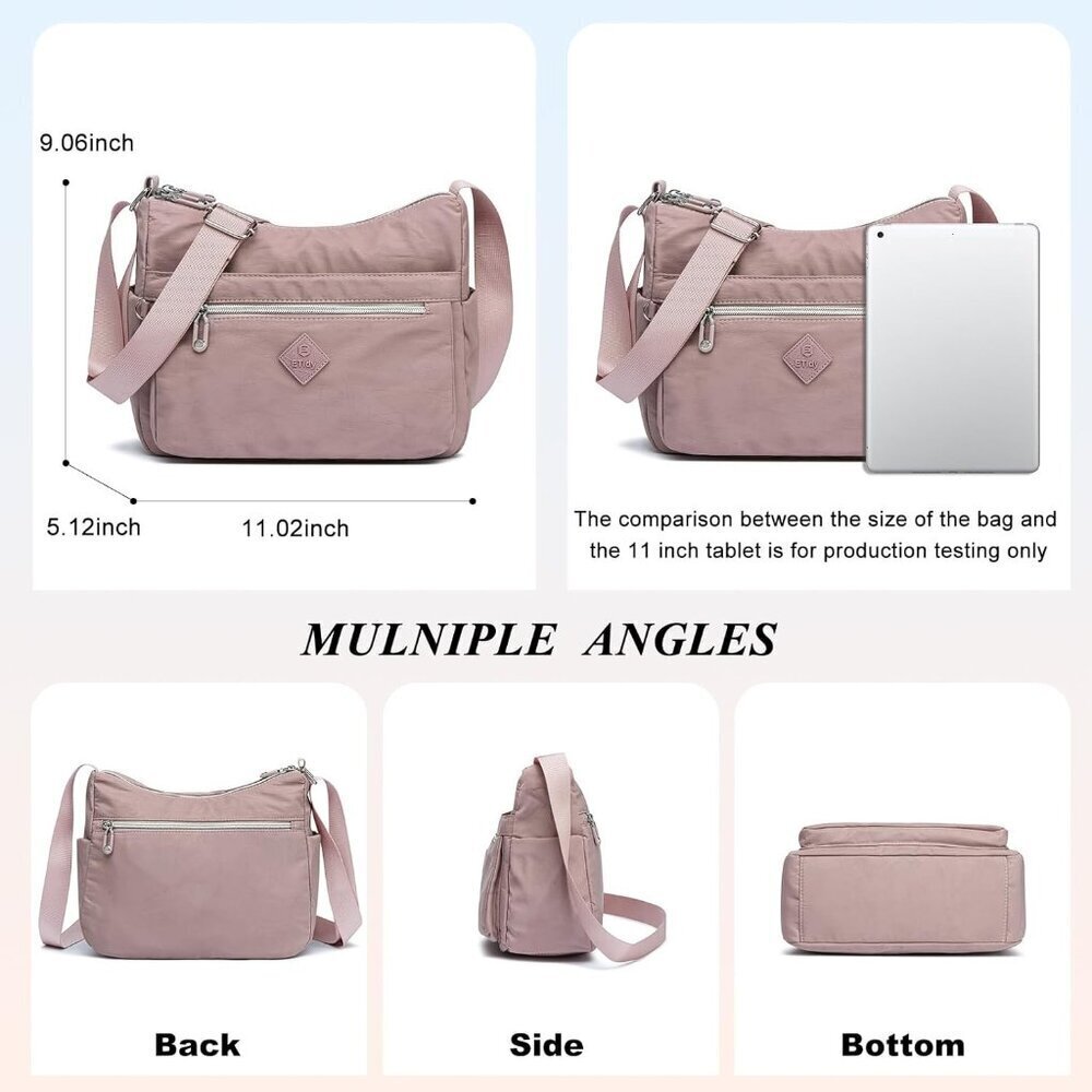 Waterproof Polyester Crossbody Bag Women Lightweight Casual Shoulder Purse - Picture 2 of 6